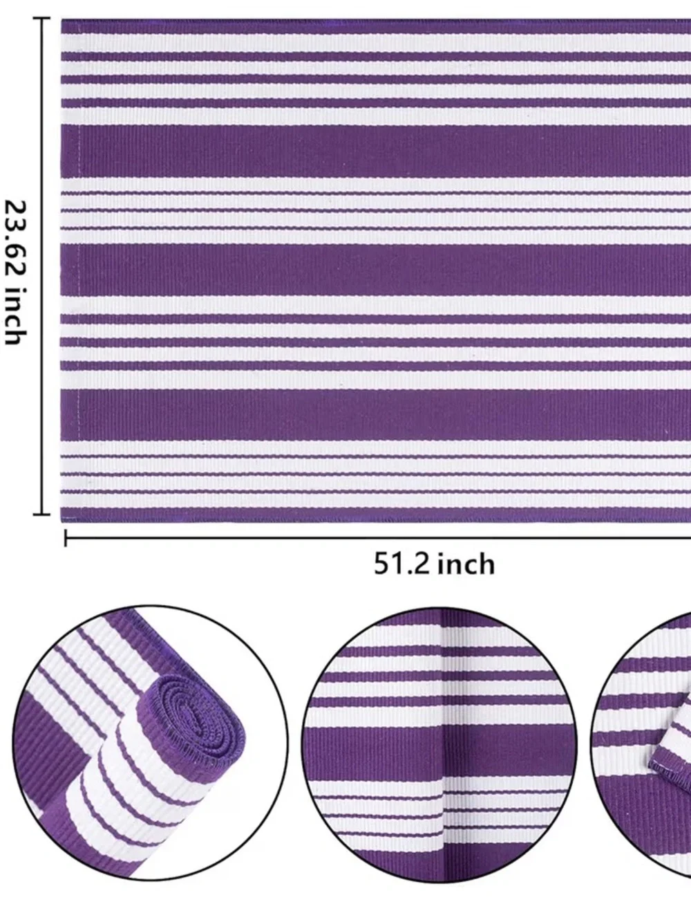Purple and White Striped Indoor/Outdoor Rug